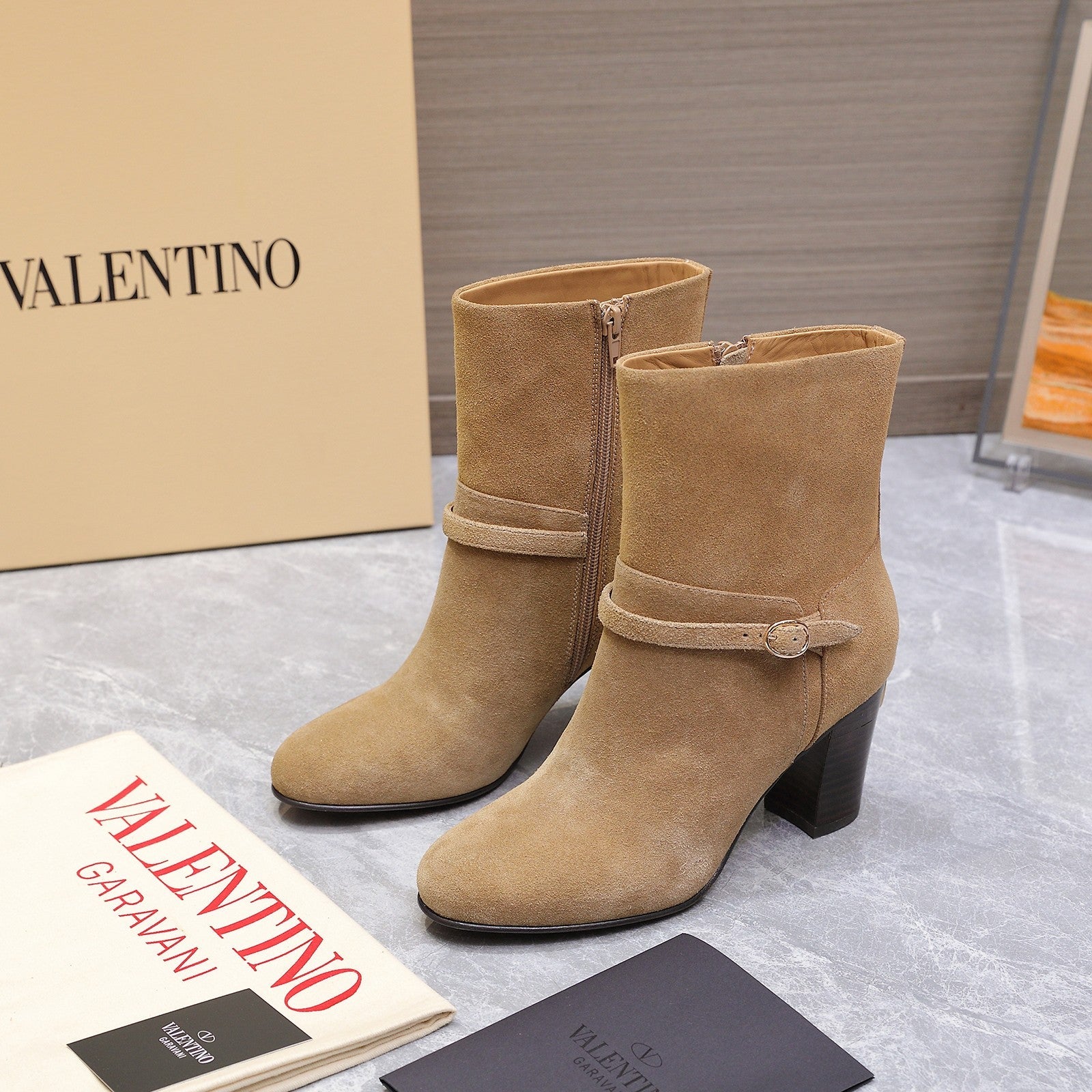 Valentino 2025 Heeled Boot Tan Suede 547598