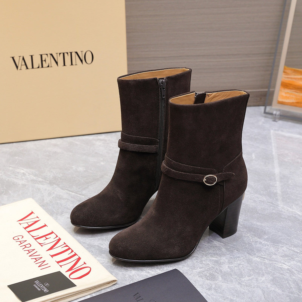 Valentino 2025 Heeled Boot Dark Brown Suede 547599