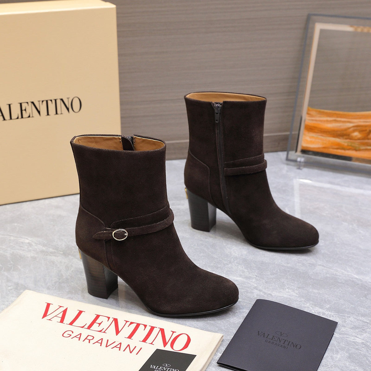 Valentino 2025 Heeled Boot Dark Brown Suede 547599