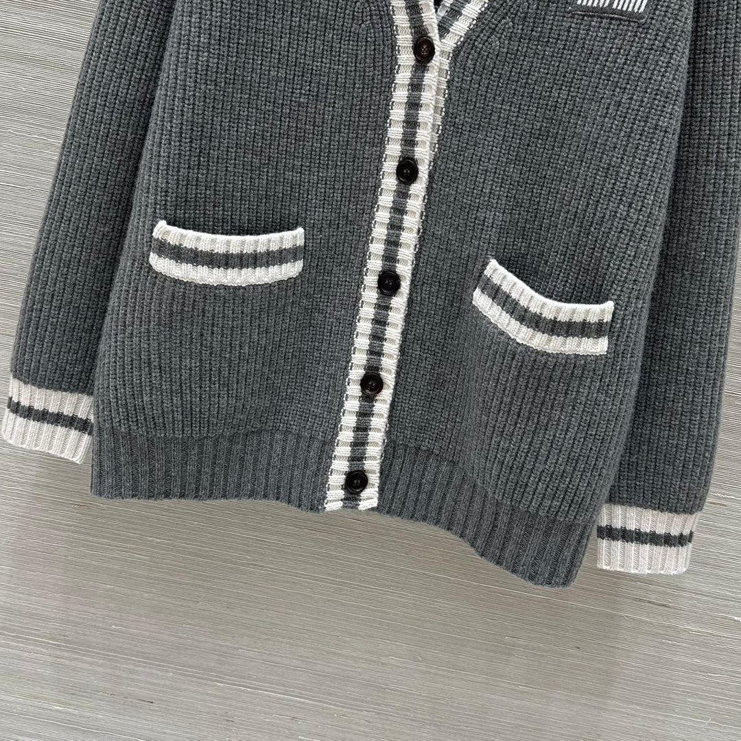 Miumiu V-neck knitted Cardigan Gray Cashmere