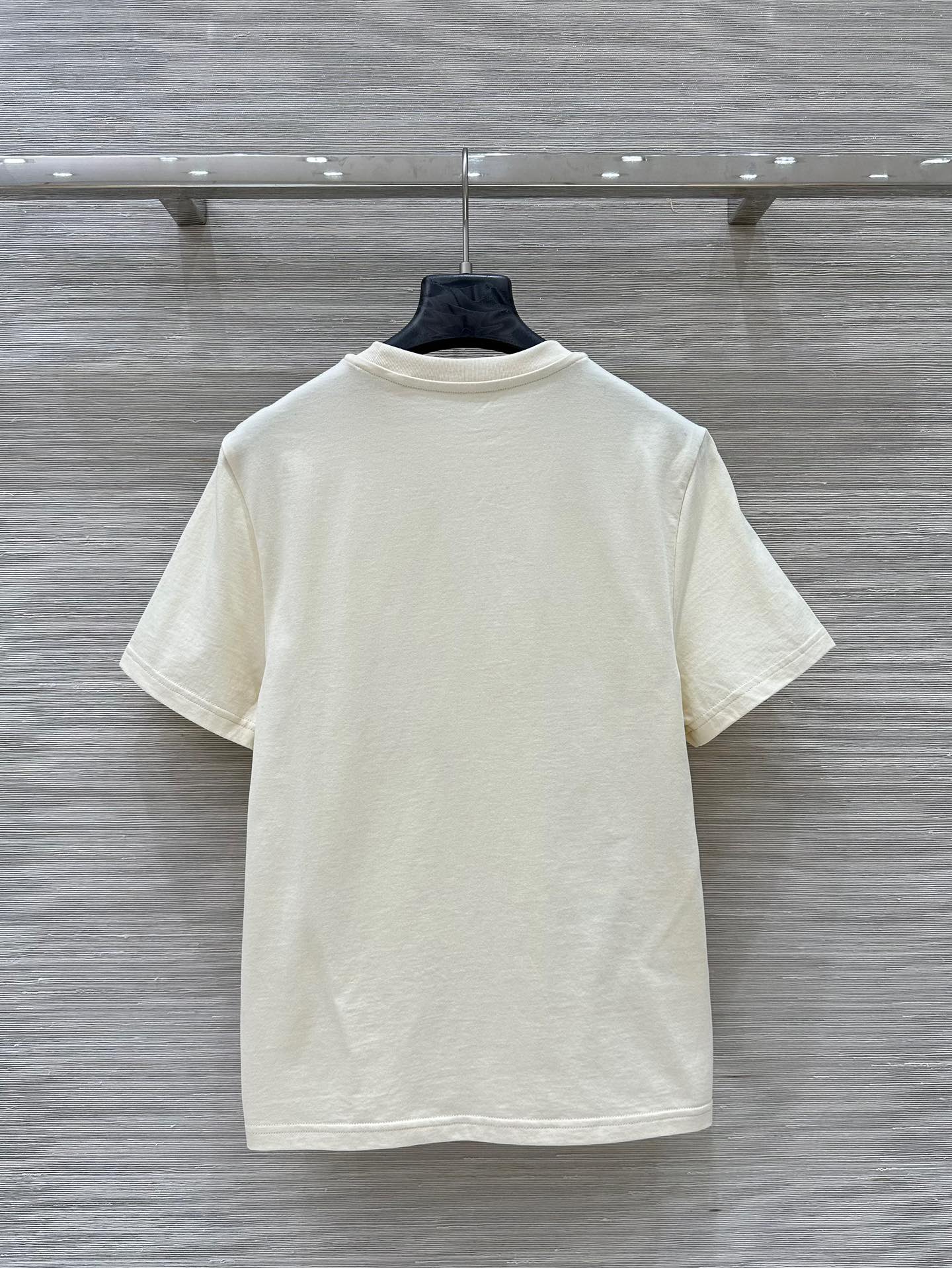 Miu Miu 25 Ribbed Cotton T-shirt Ivory Cotton
