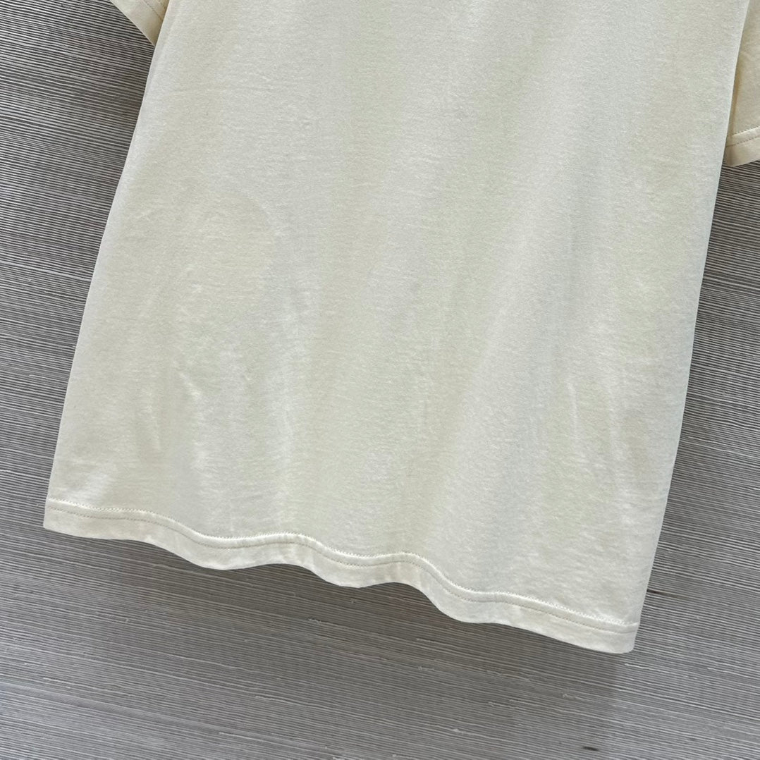 Miu Miu 25 Ribbed Cotton T-shirt Ivory Cotton