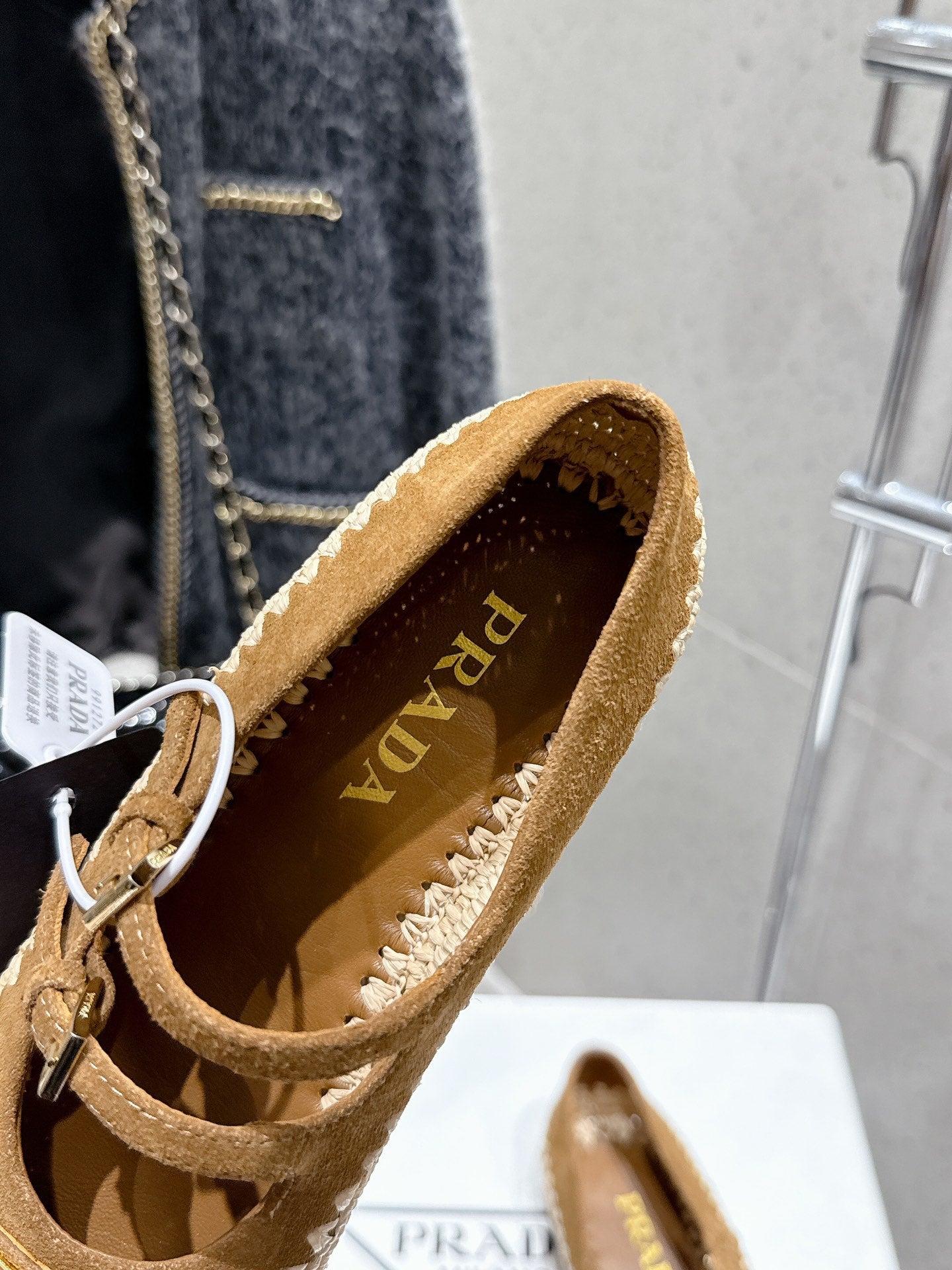 Pra 2025 Ballet Flat Brown Beige Suede Woven 554290