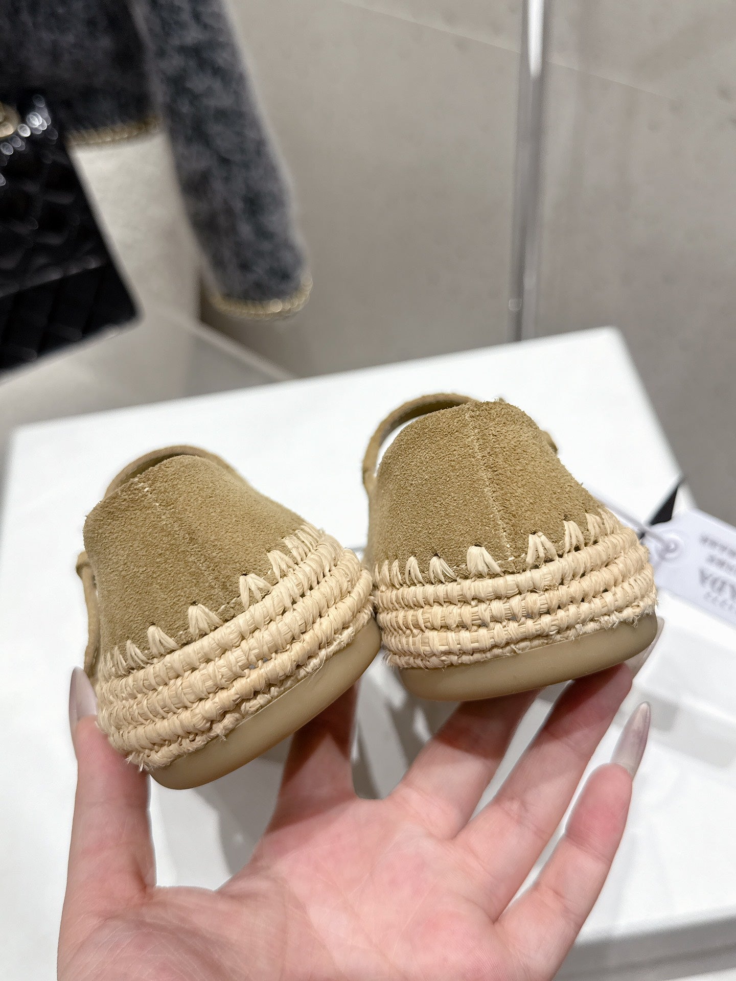 Pra 2025 Ballet Flat Beige Suede Woven 554291