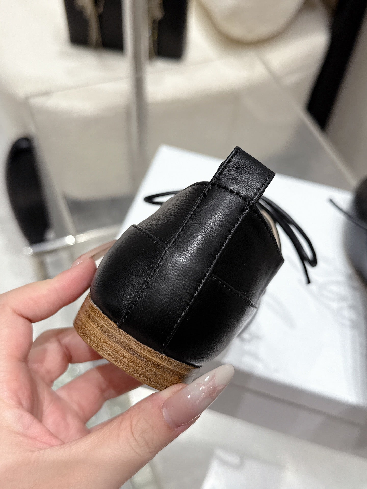 Celine 25 Lise Perforated Triomphe Richelieu Shoe Black Lambskin 554195