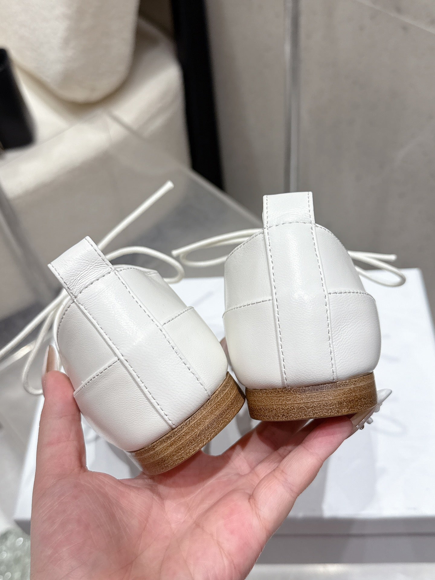 Celine 25 Lise Perforated Triomphe Richelieu Shoe White Lambskin 554196