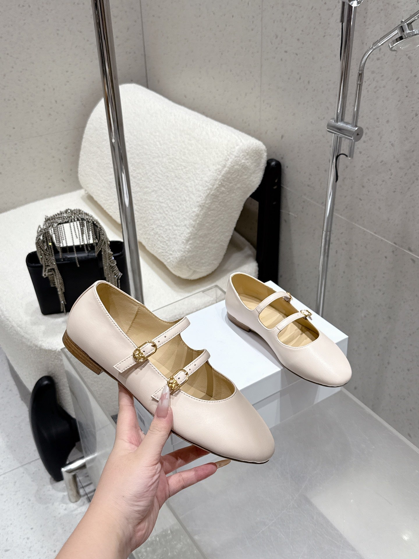 Celine 25 Ballet Flat Beige Cowhide 554202