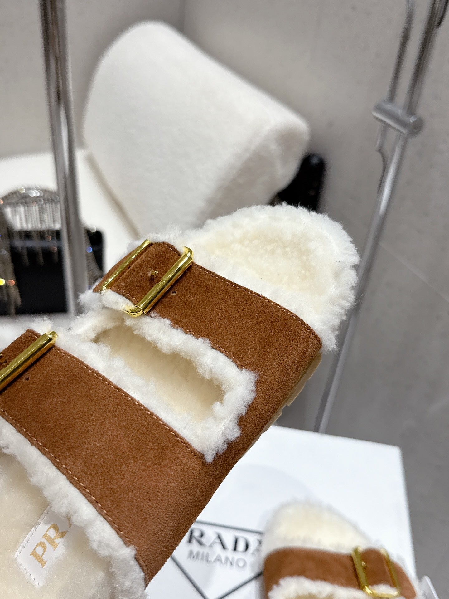 Pra 2025 Sandal Brown White Suede Wool 554329