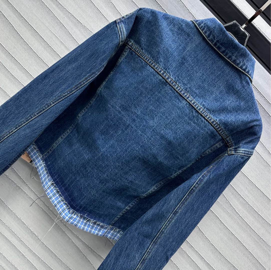 Miu Blue Washed Denim Blouson Jacket