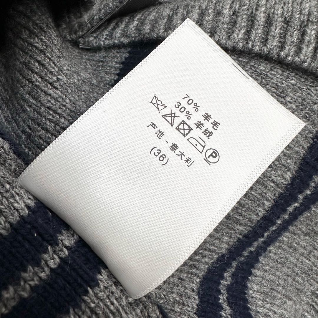 Miu Miu 25 Cardigan Grey Mix Navy Wool 303603