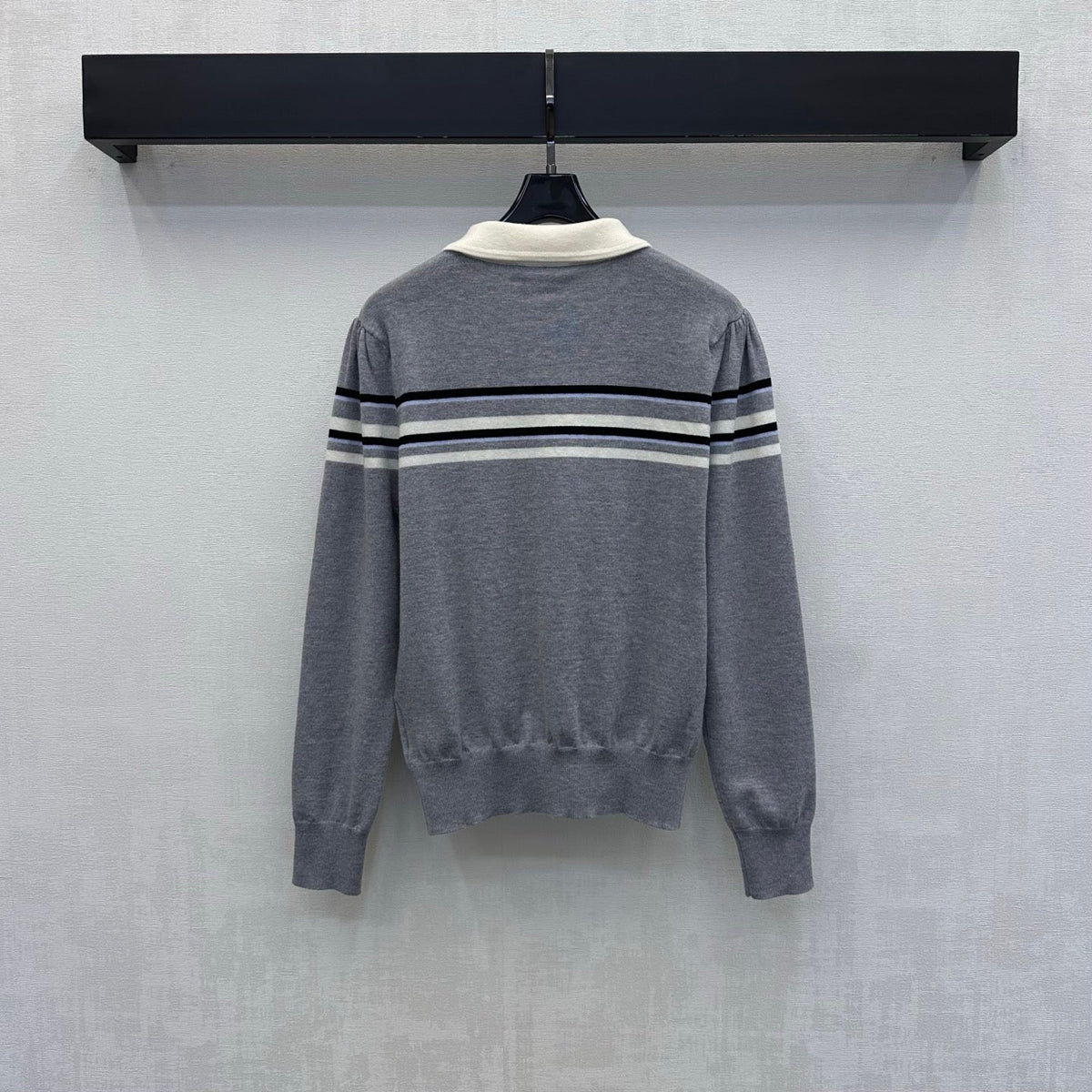 Miumiu 2026 Striped Long-Sleeve Knit Top with Peter Pan Collar Wool 418720