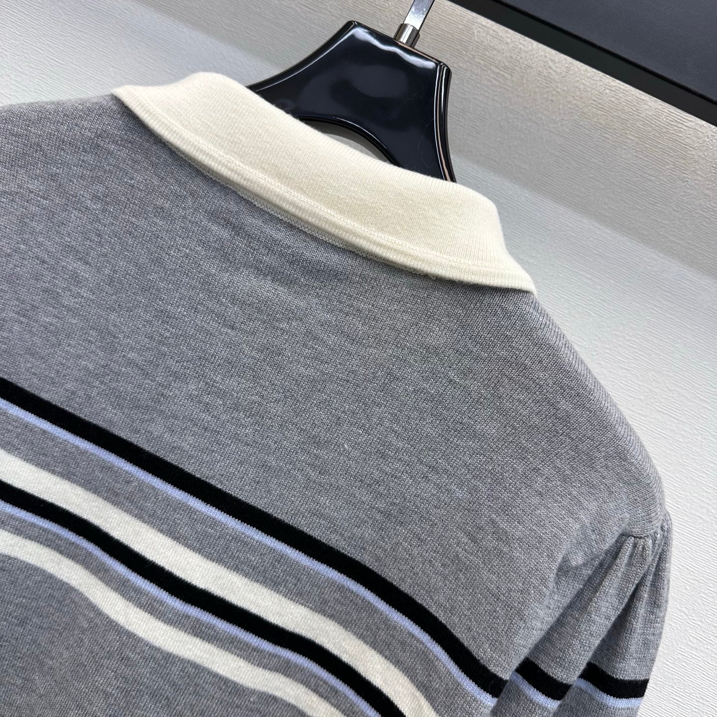 Miumiu 2026 Striped Long-Sleeve Knit Top with Peter Pan Collar Wool 418720