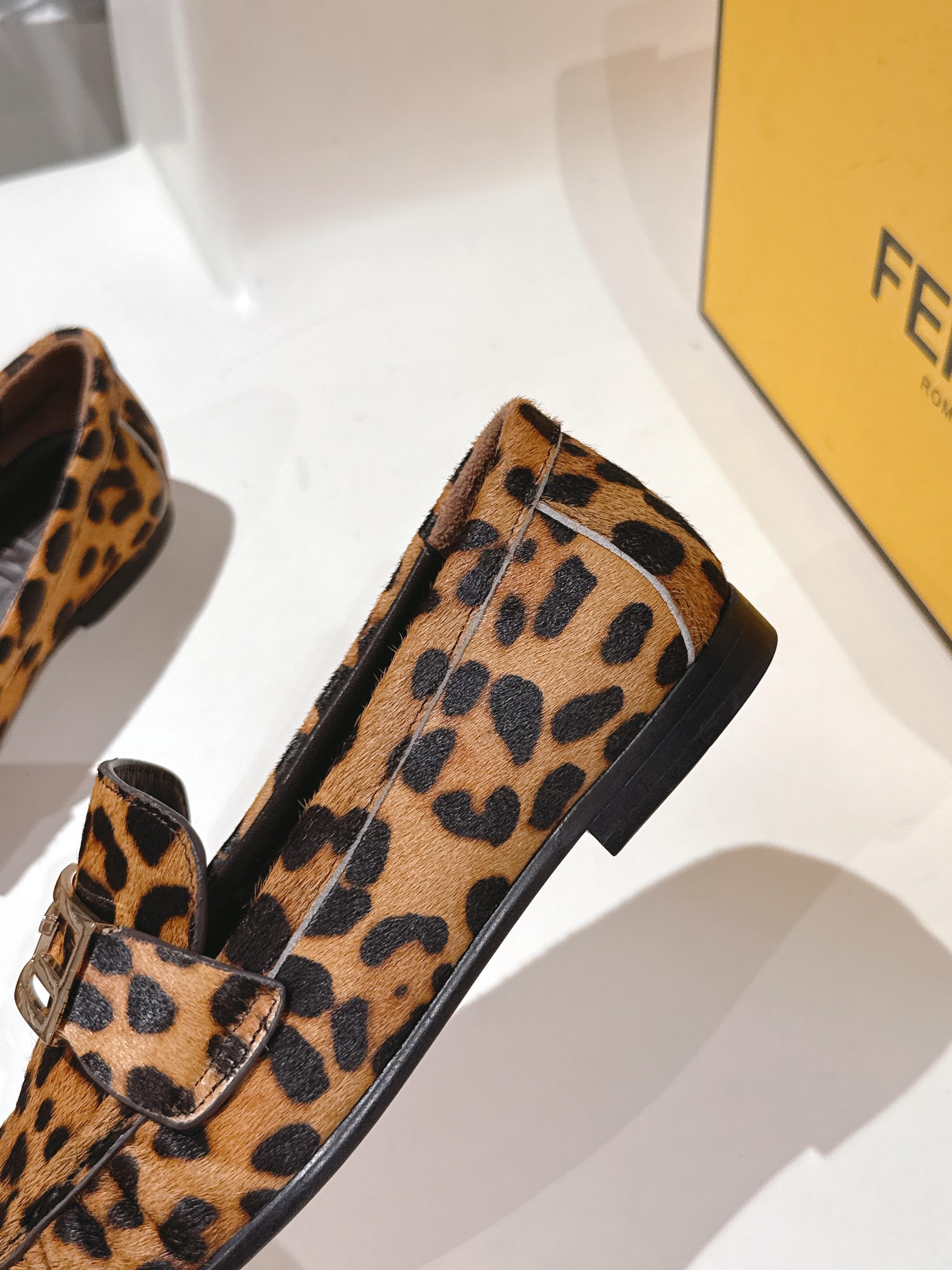 Fendi 2025 Leopard Print Loafer Brown mix Black Calfskin 560513