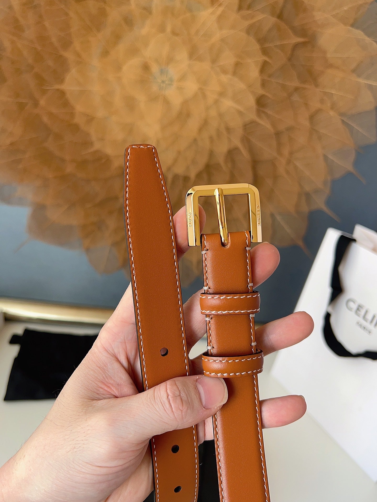 CL Gold 25mm Triomphe Camel Brown Cowhide 616408