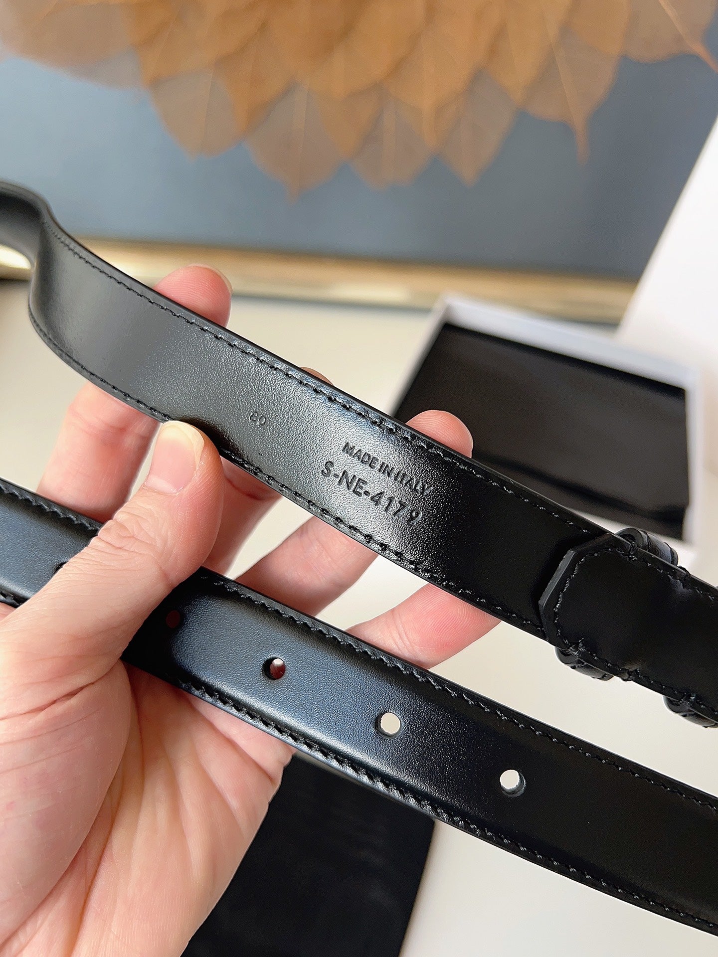 CL Gold 25mm Triomphe Belt Black Cowhide 616412