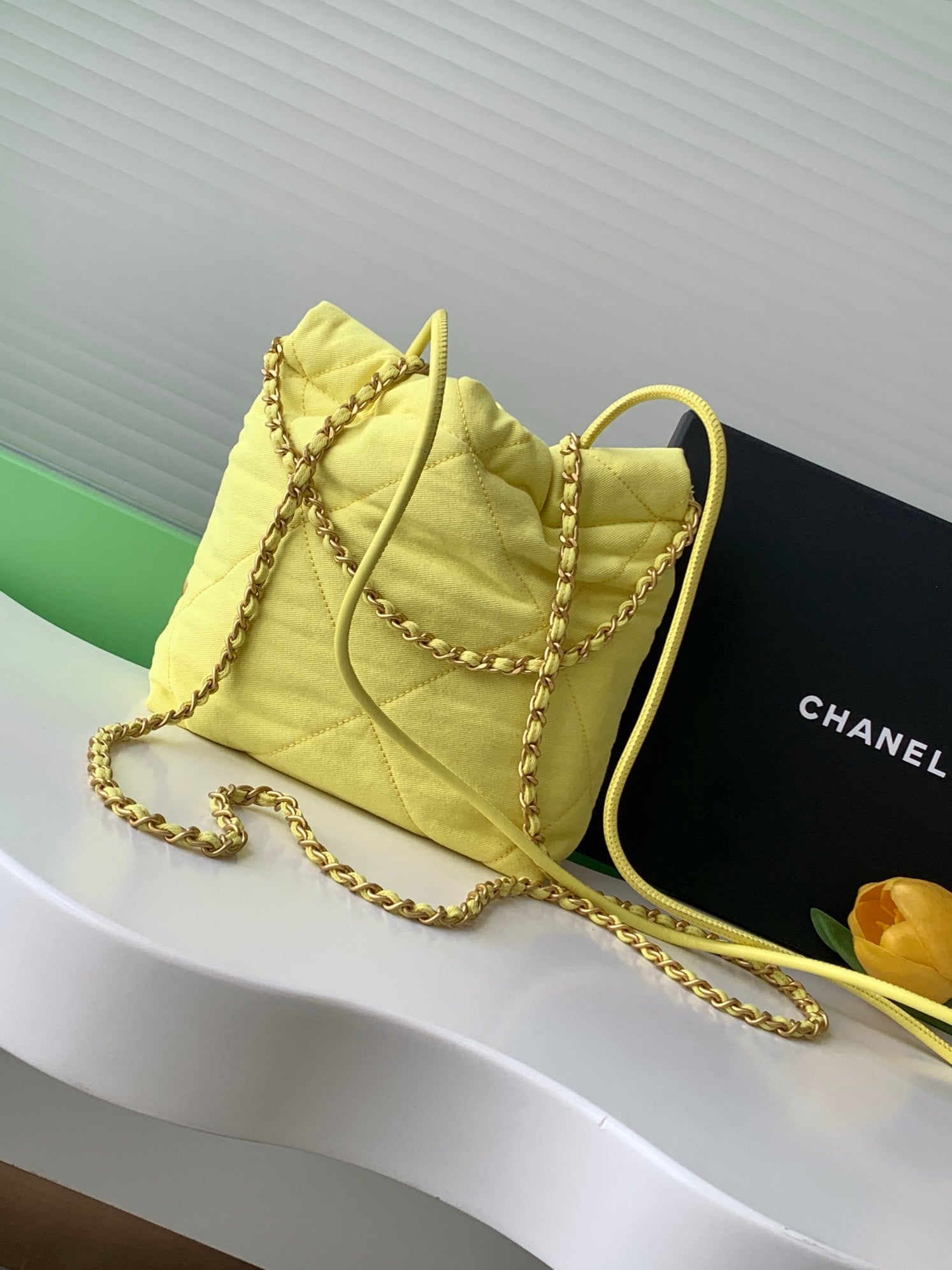 Chanel 25 Hobo Bag 20cm Yellow Canvas 324801