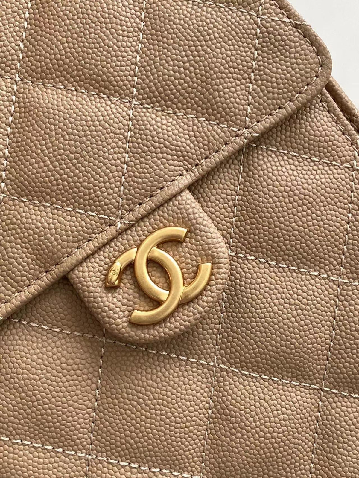 CC 25C Hobo Bags 40cm Pink Beige Grained Calfskin