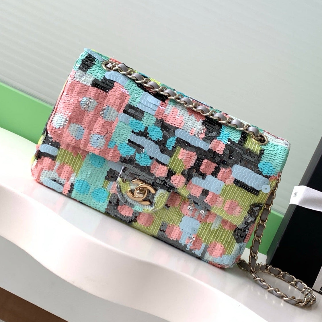 Chanel 2026 Flap Bag 25.5cm Muliticolor Sequin Leather 339817