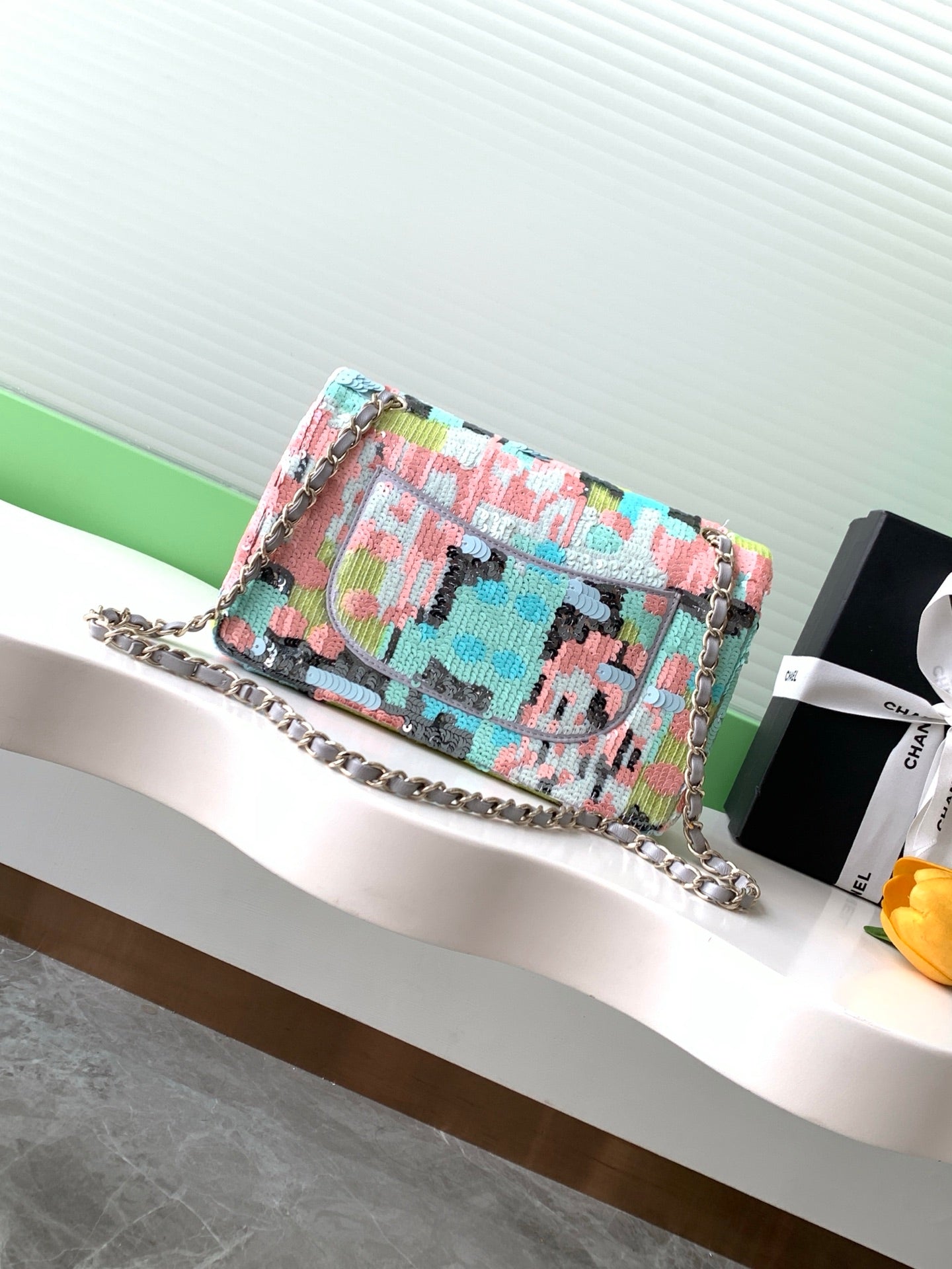 Chanel 2026 Flap Bag 25.5cm Muliticolor Sequin Leather 339817