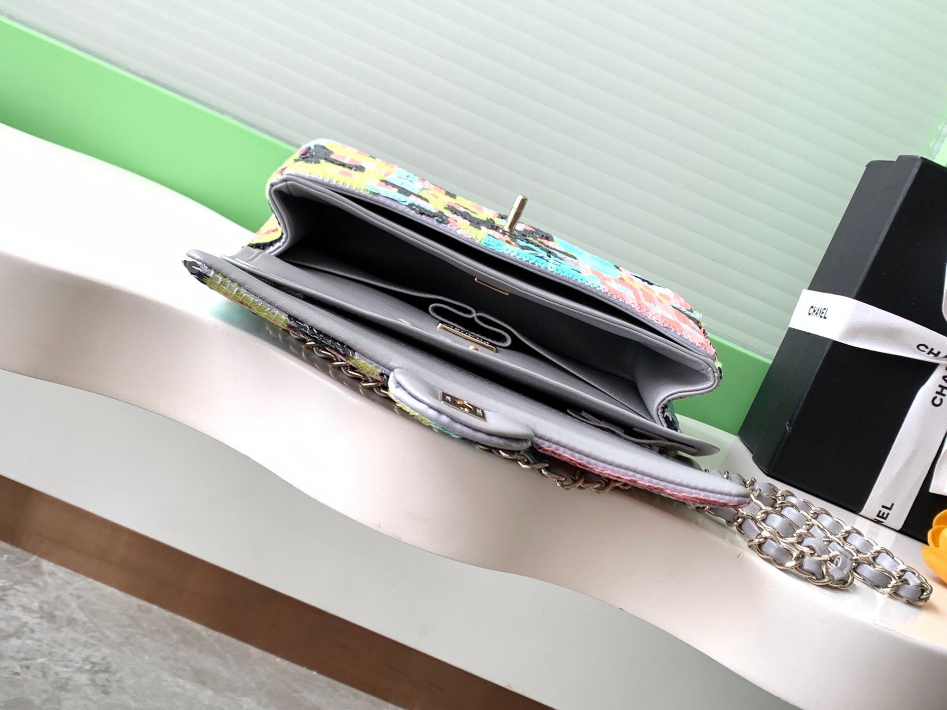 Chanel 2026 Flap Bag 25.5cm Muliticolor Sequin Leather 339817