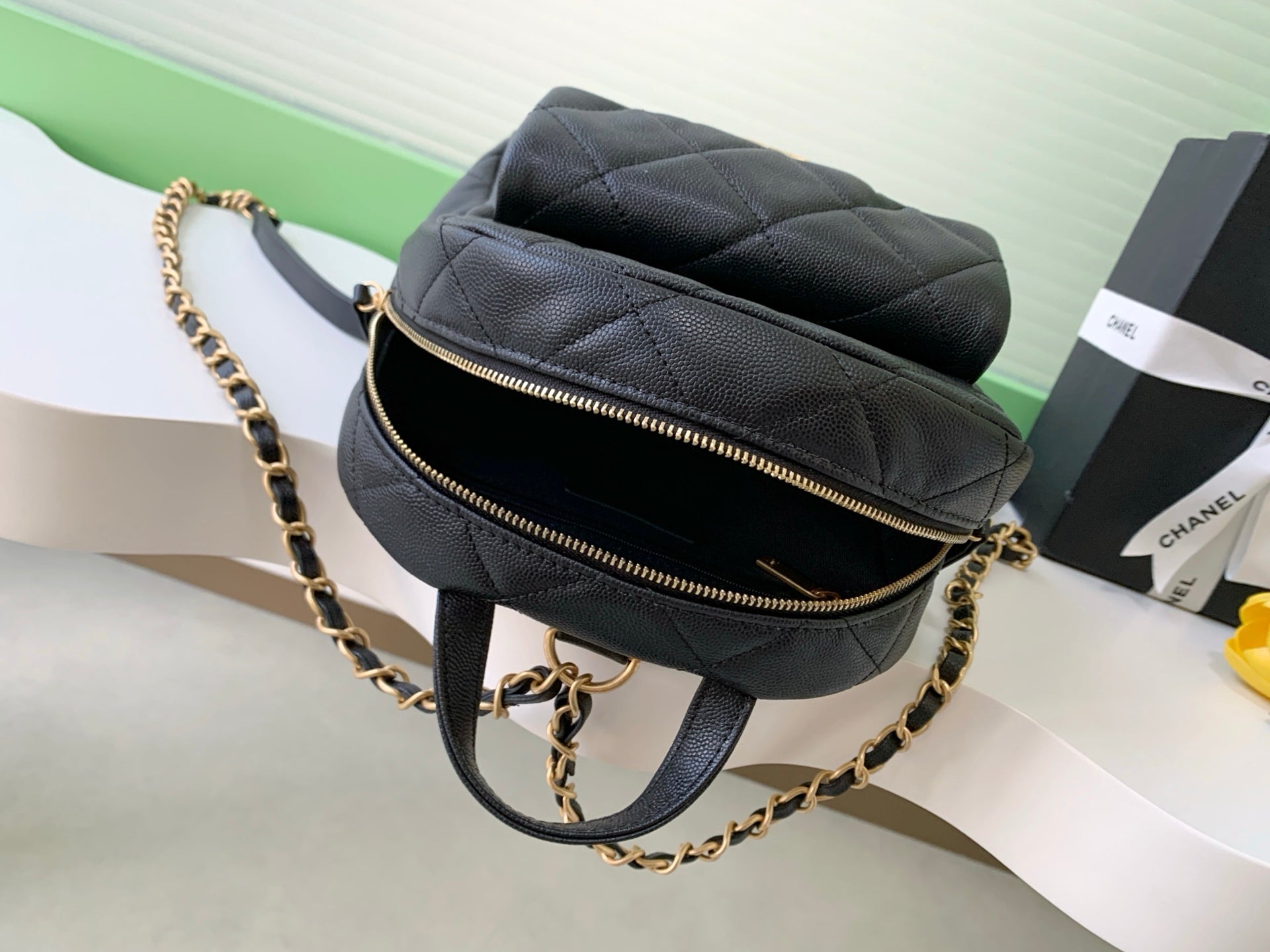 Chanel 25K Backpack Black Gold Lambskin 295192