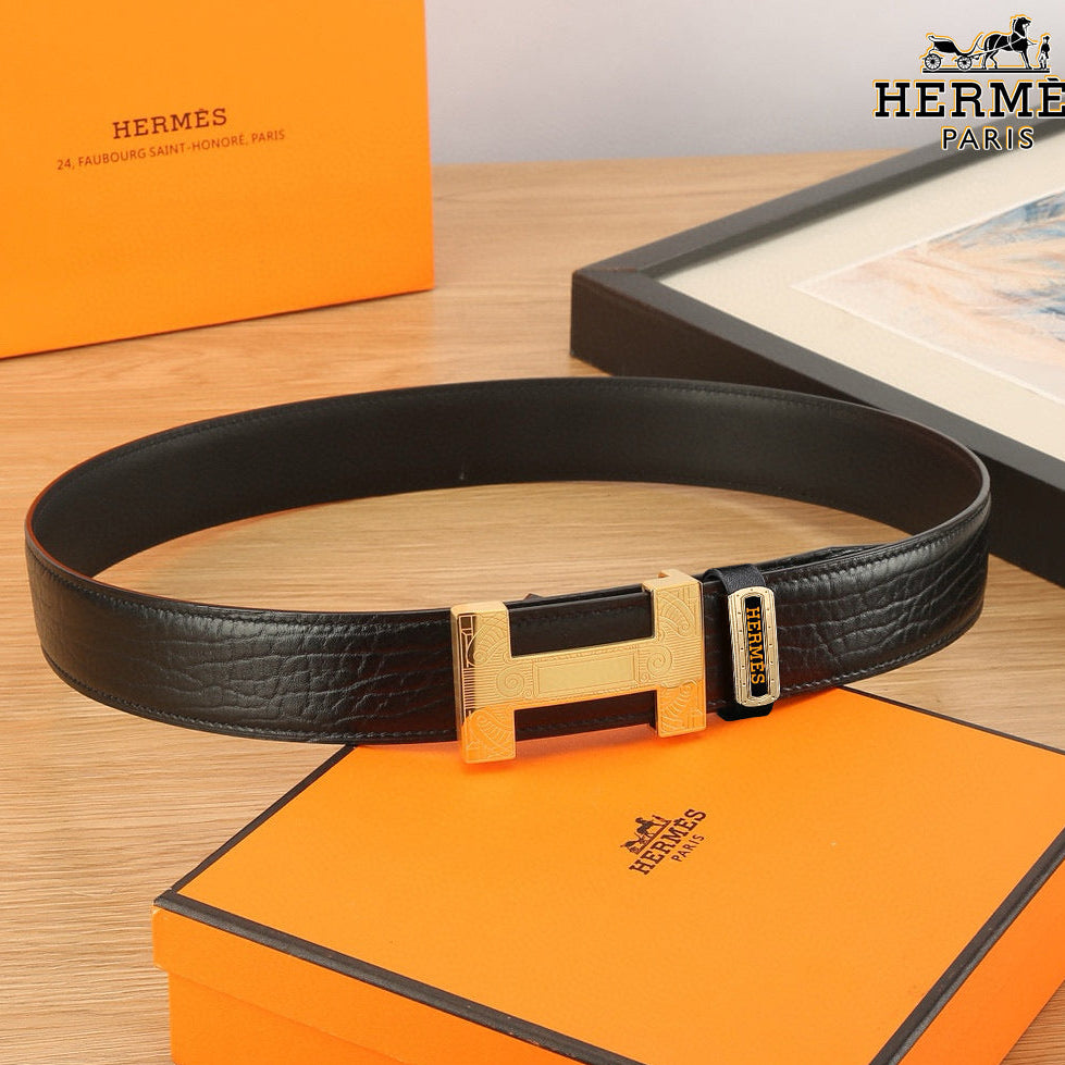 HM Constance Belt 38mm Black Togo Leather 619664