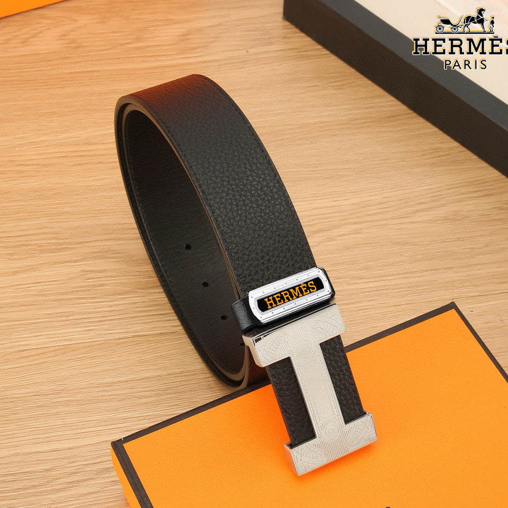 HM Constance Belt 38mm Black Togo Leather 619664