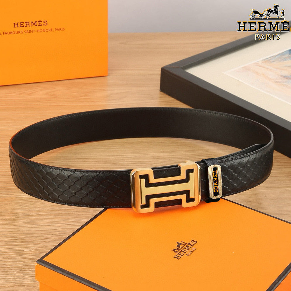 HM Constance Belt 38mm Black Togo Leather 619662