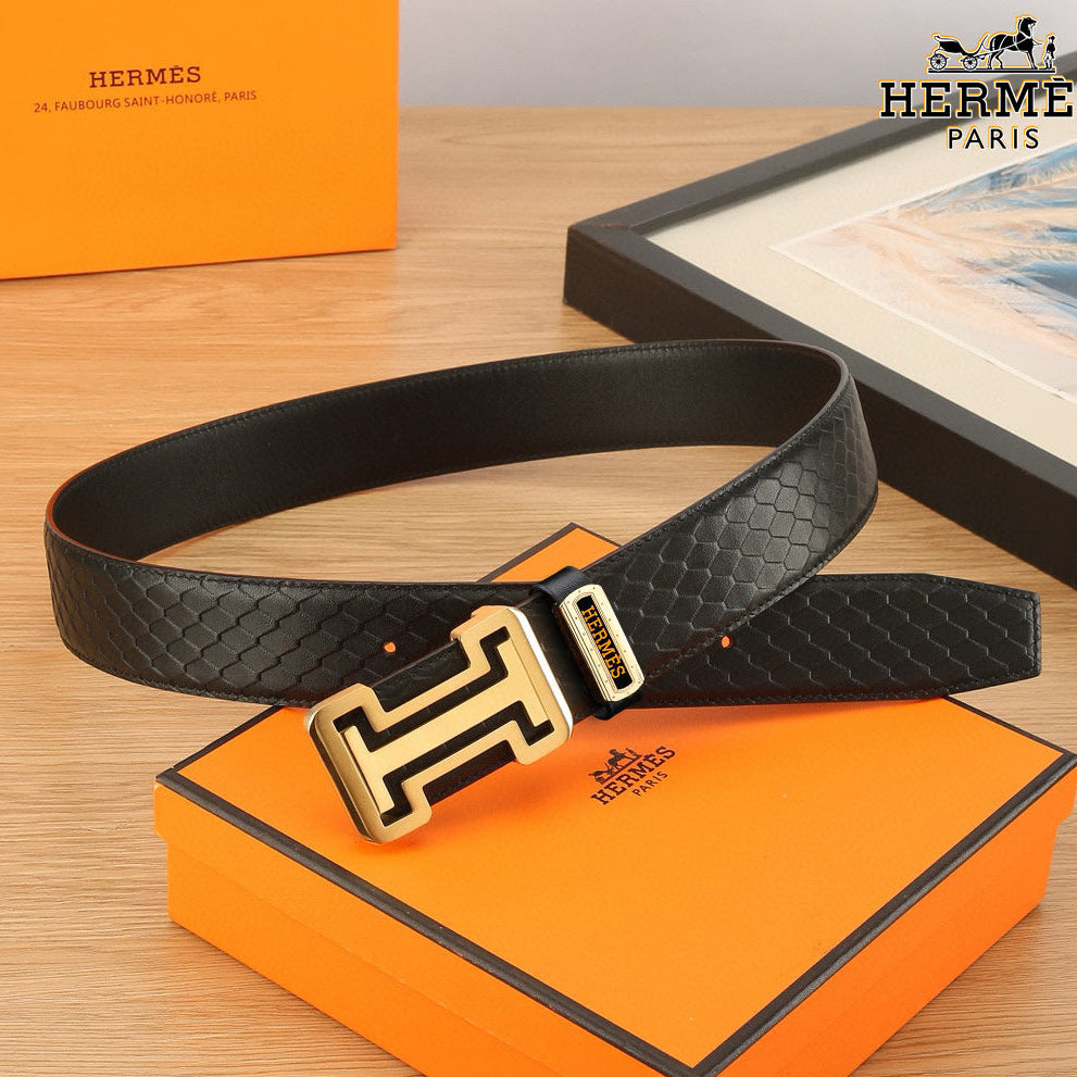 HM Constance Belt 38mm Black Togo Leather 619662