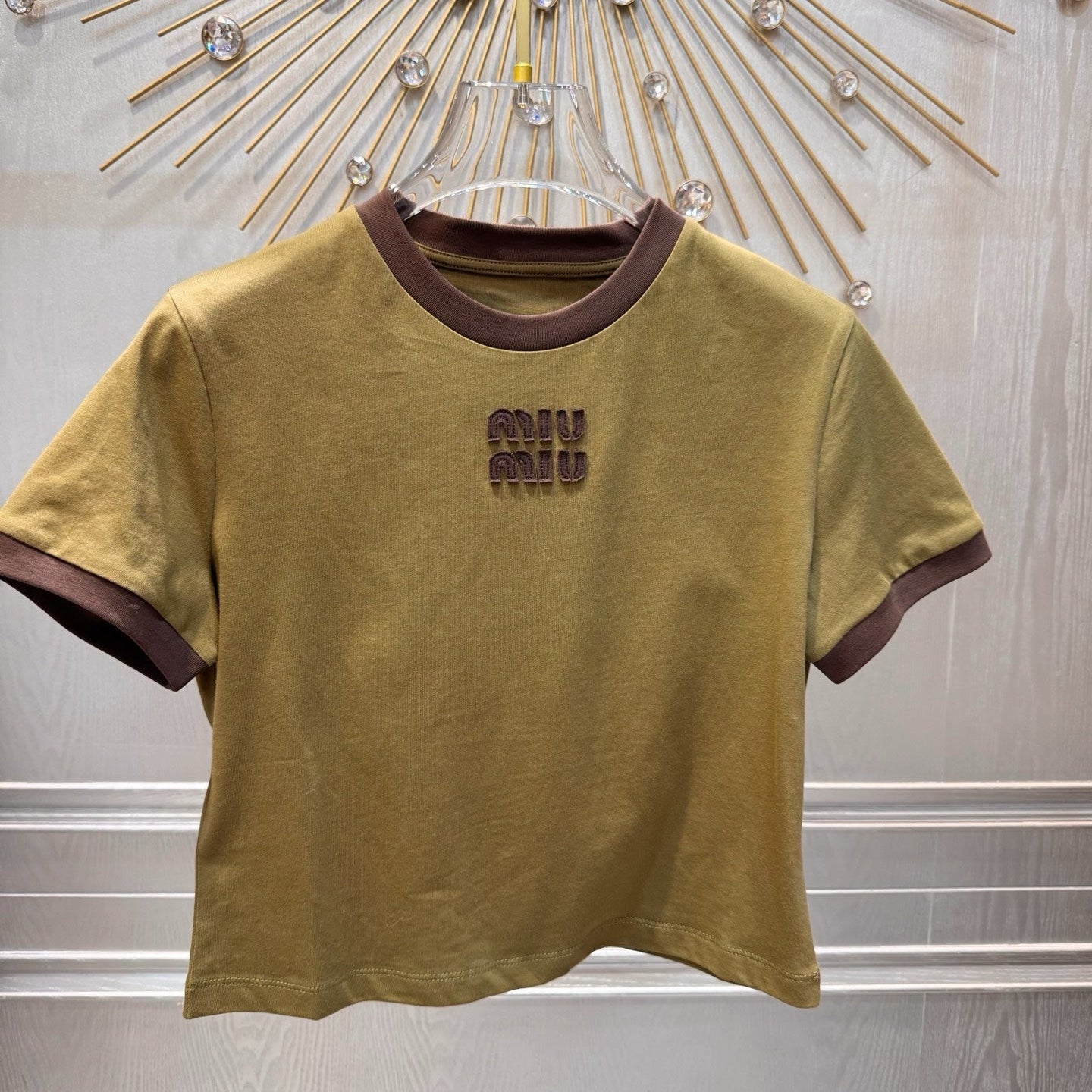 Miumiu 2026 T-shirt Olive Green Cotton