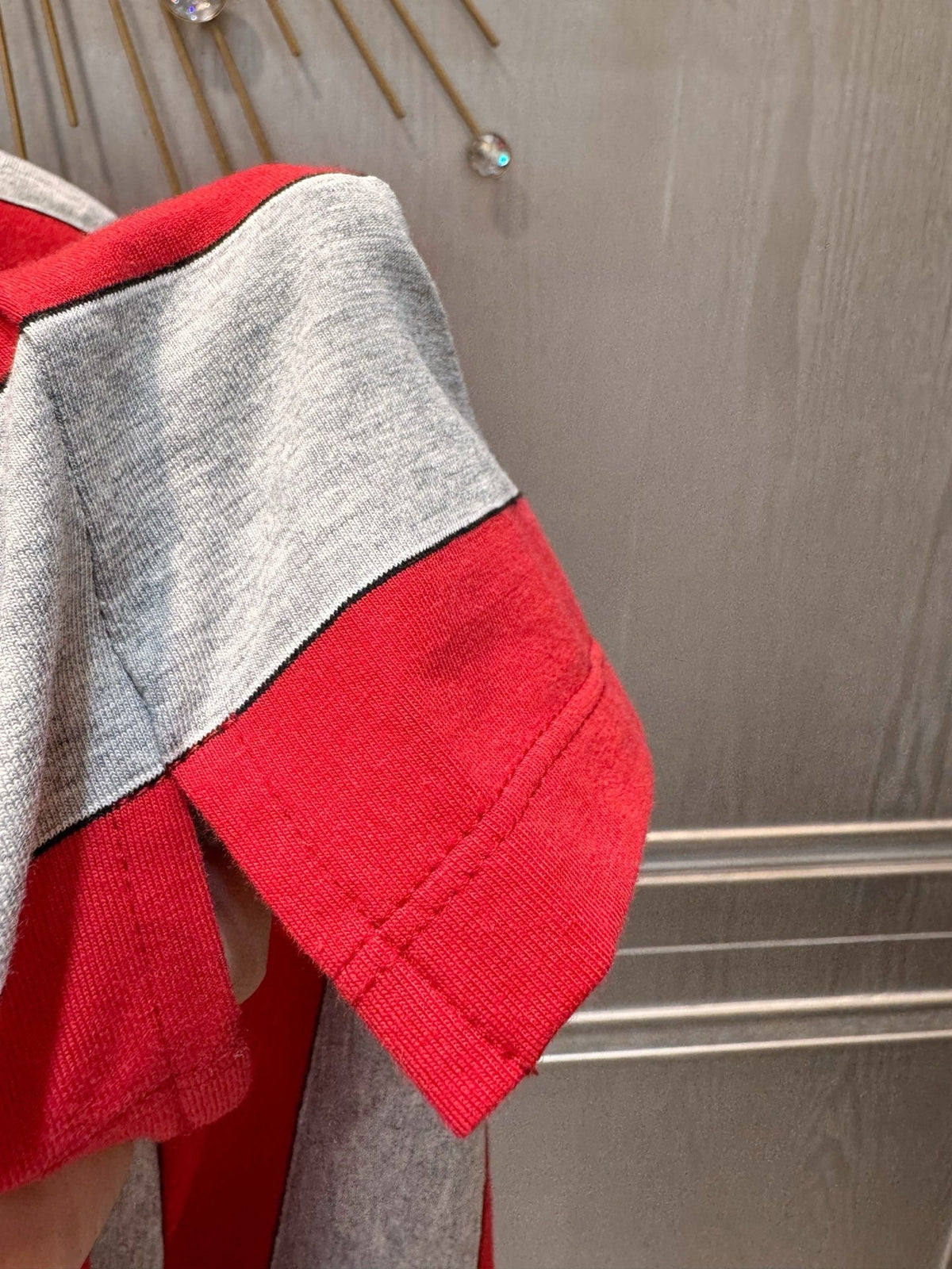 Miumiu 2026 Striped Polo Shirt Red and Grey Cotton
