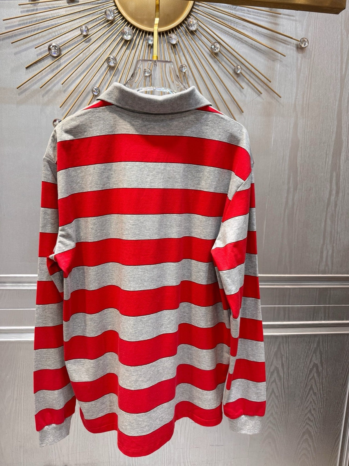 Miumiu 2026 Striped Polo Shirt Red and Grey Cotton