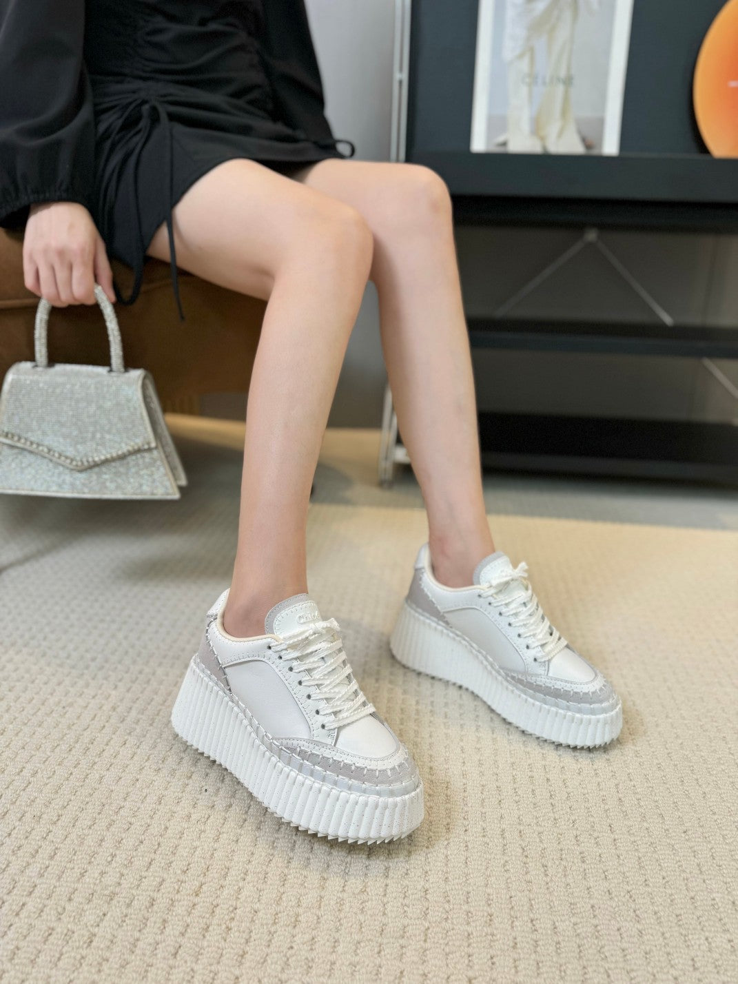 Chloe 2025 Nama Wedge Sneaker White Cowhide 576720