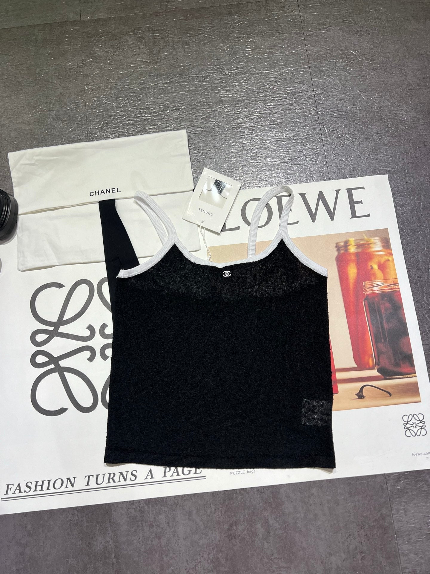 Chanel 2026 Camisole Black and White Cotton Linen