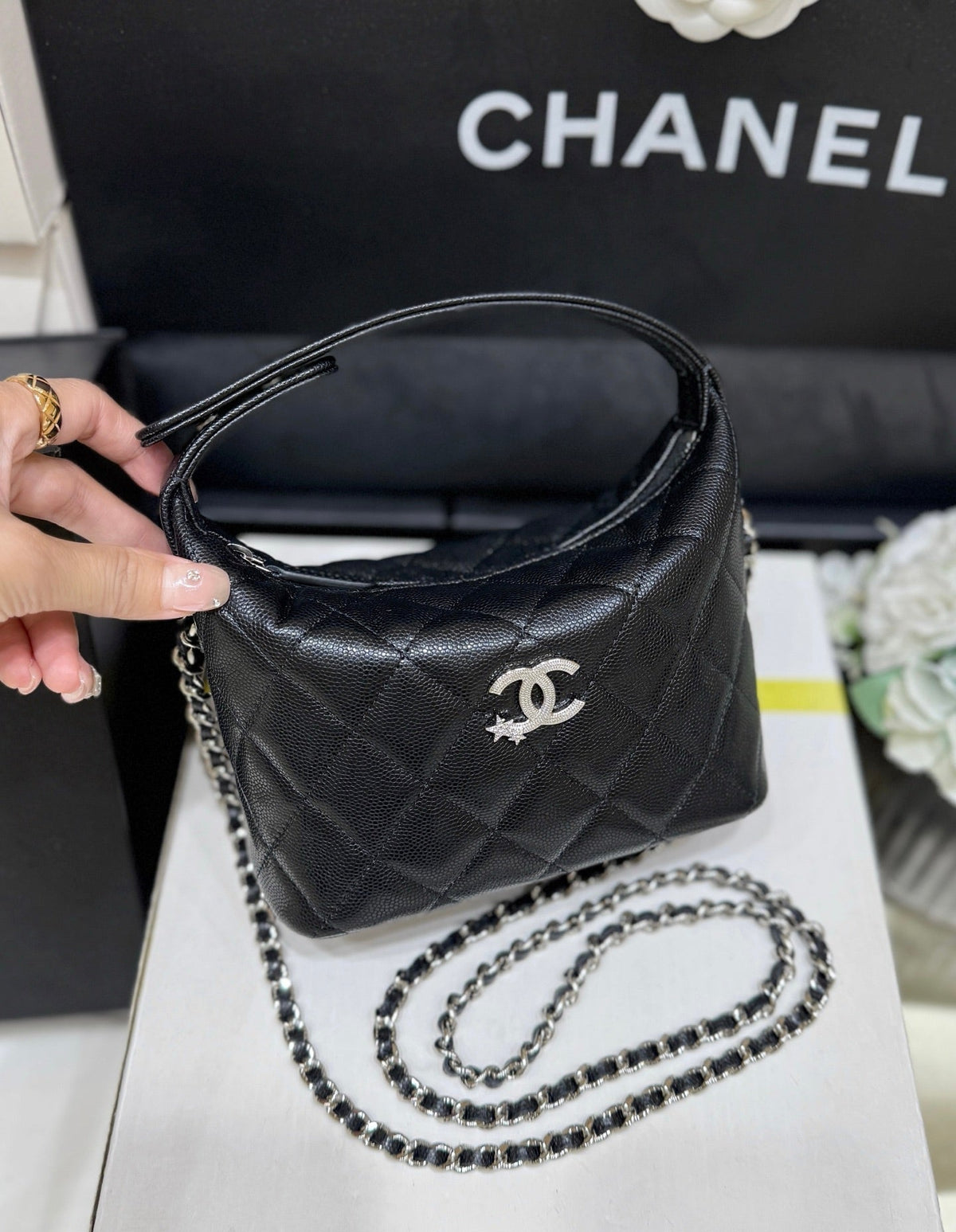 CC 2025 Bento Box Bag Black Calfskin 346313