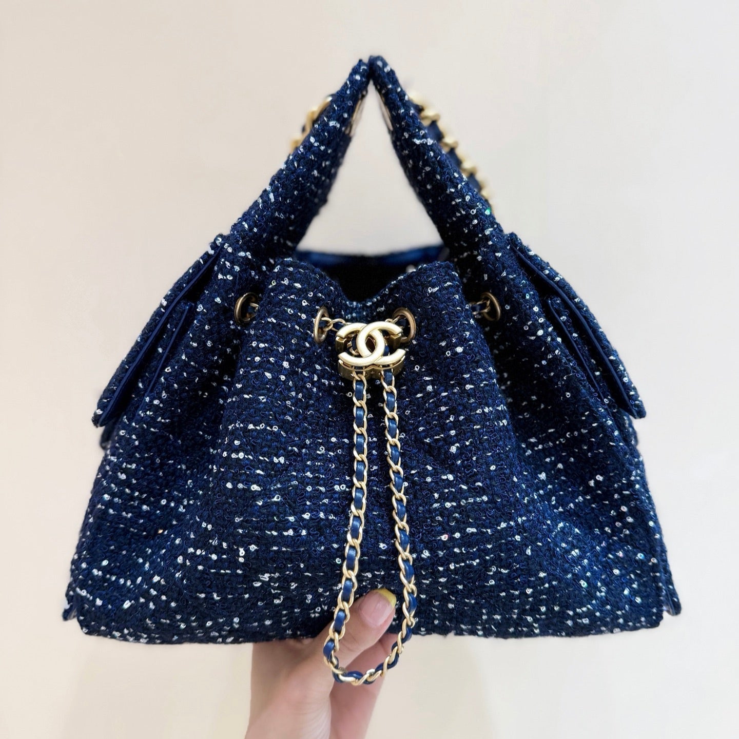 CC 25s Hobo Bag Dark Blue  Tweed Wool