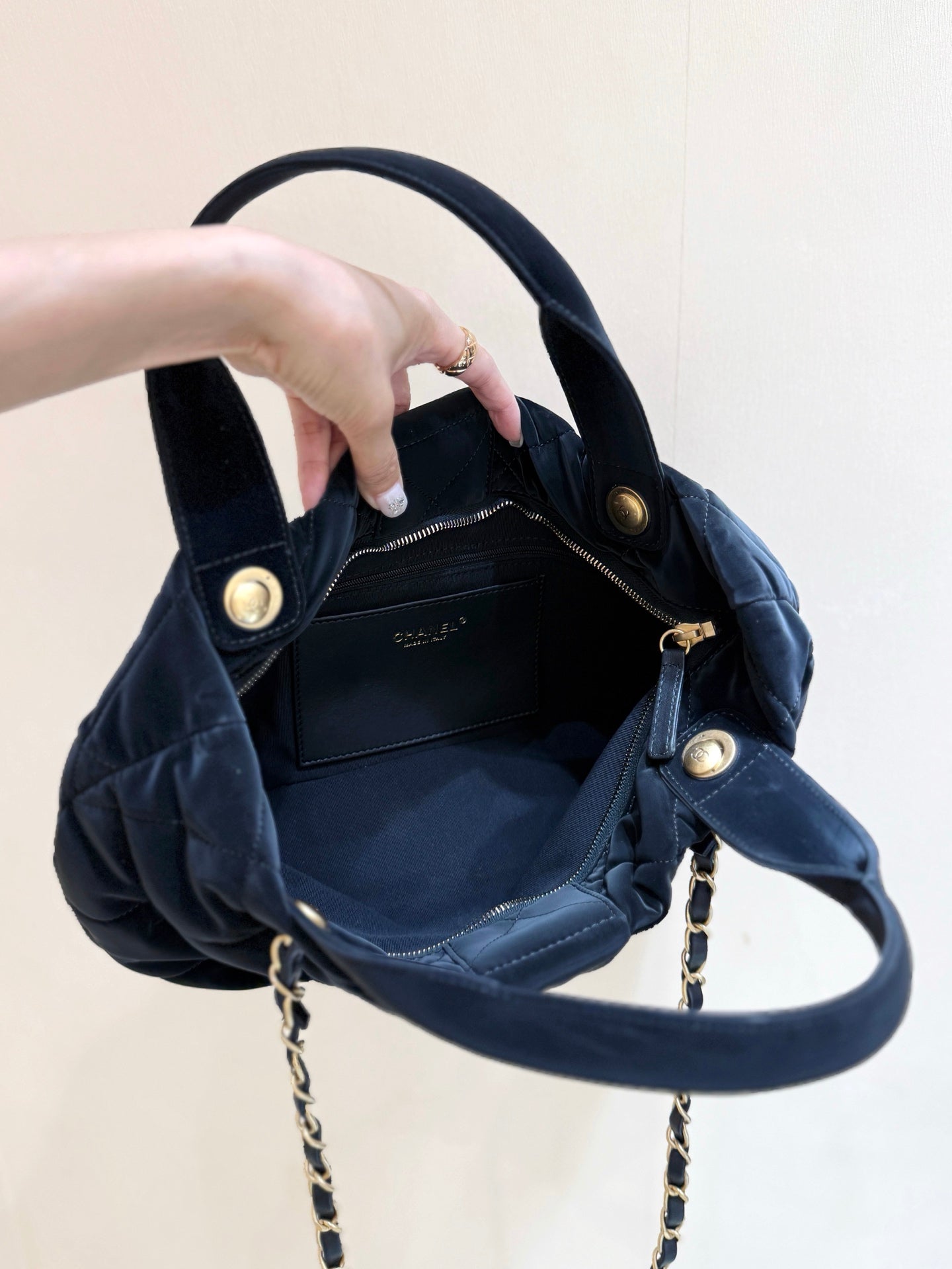 Chanel 2025 Bow Bag 38cm Black Velvet 346058