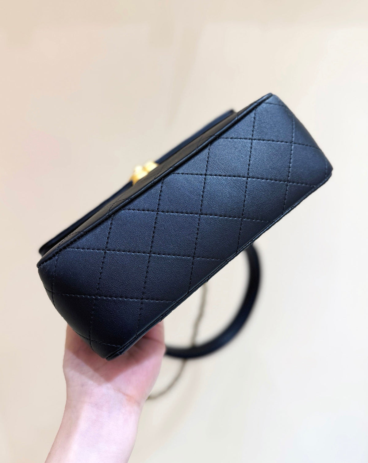 Chanel 2026 Double Straps Bag 22.5cm Black Lambskin