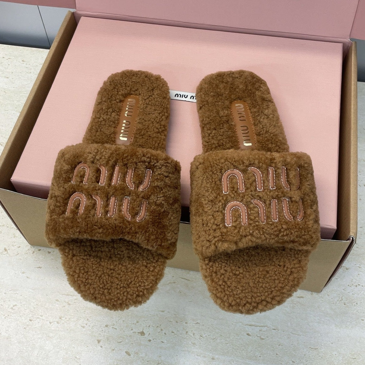 Miumiu 25 Slipper Brown Wool 551703