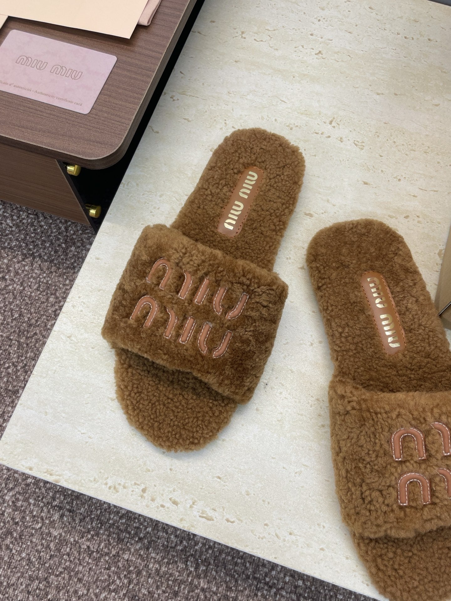 Miumiu 25 Slipper Brown Wool 551703