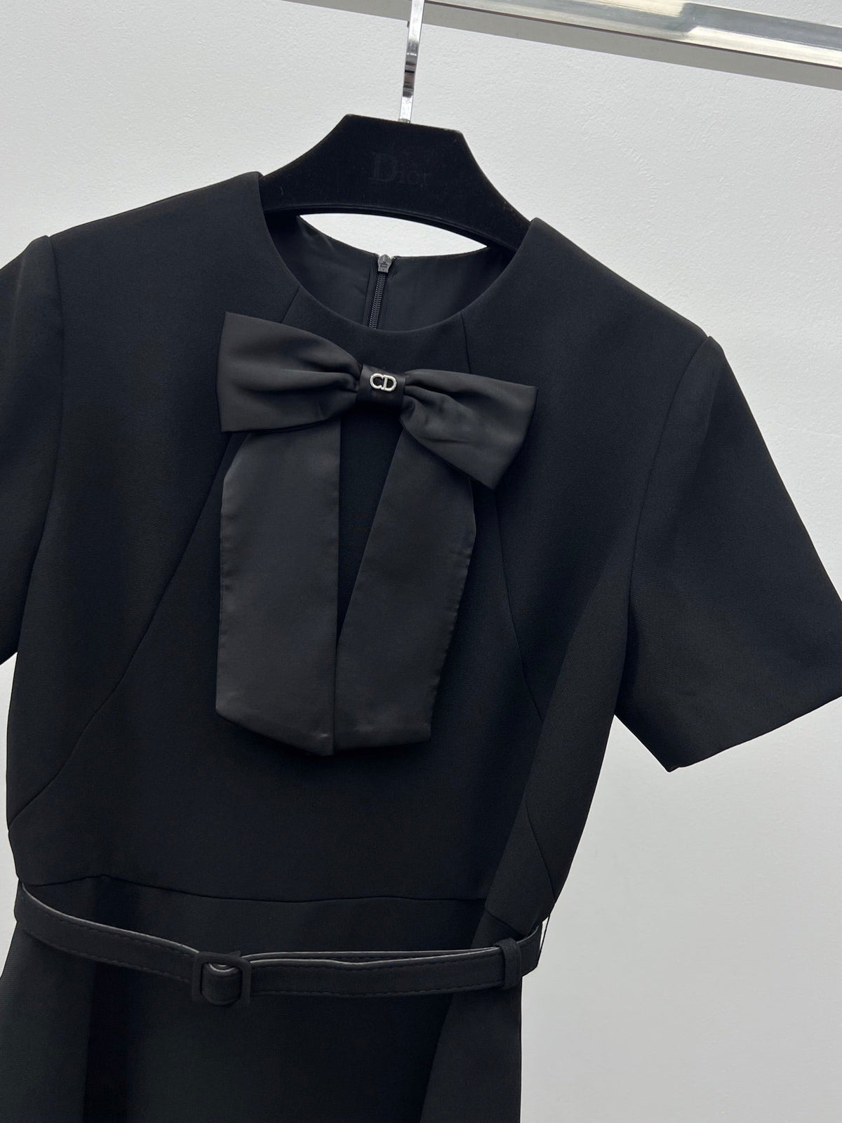 Dior 2026 Bow-Embellished Belt Dress Black Polyester 445444