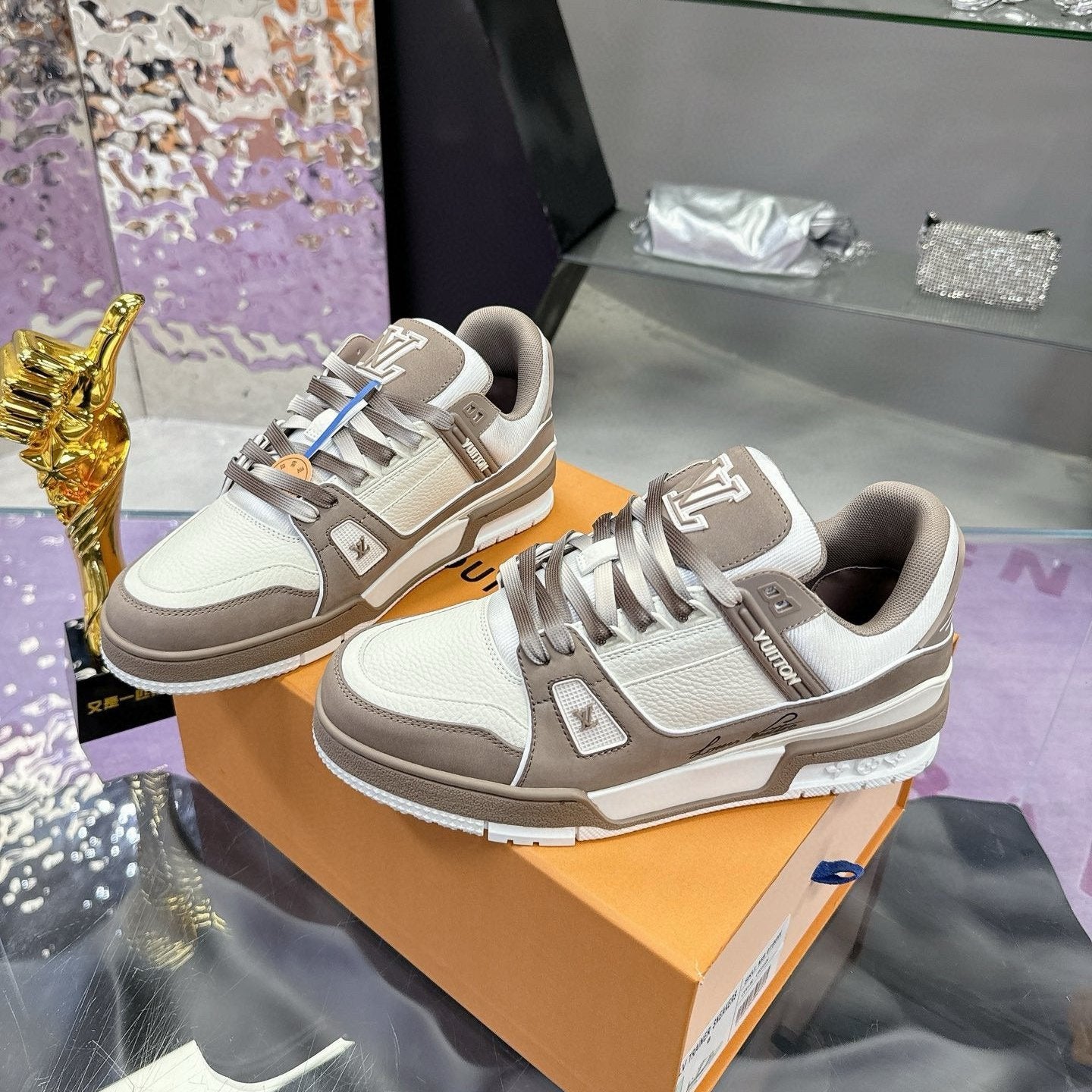 LV Trainer Sneaker Brown Grey Cowhide