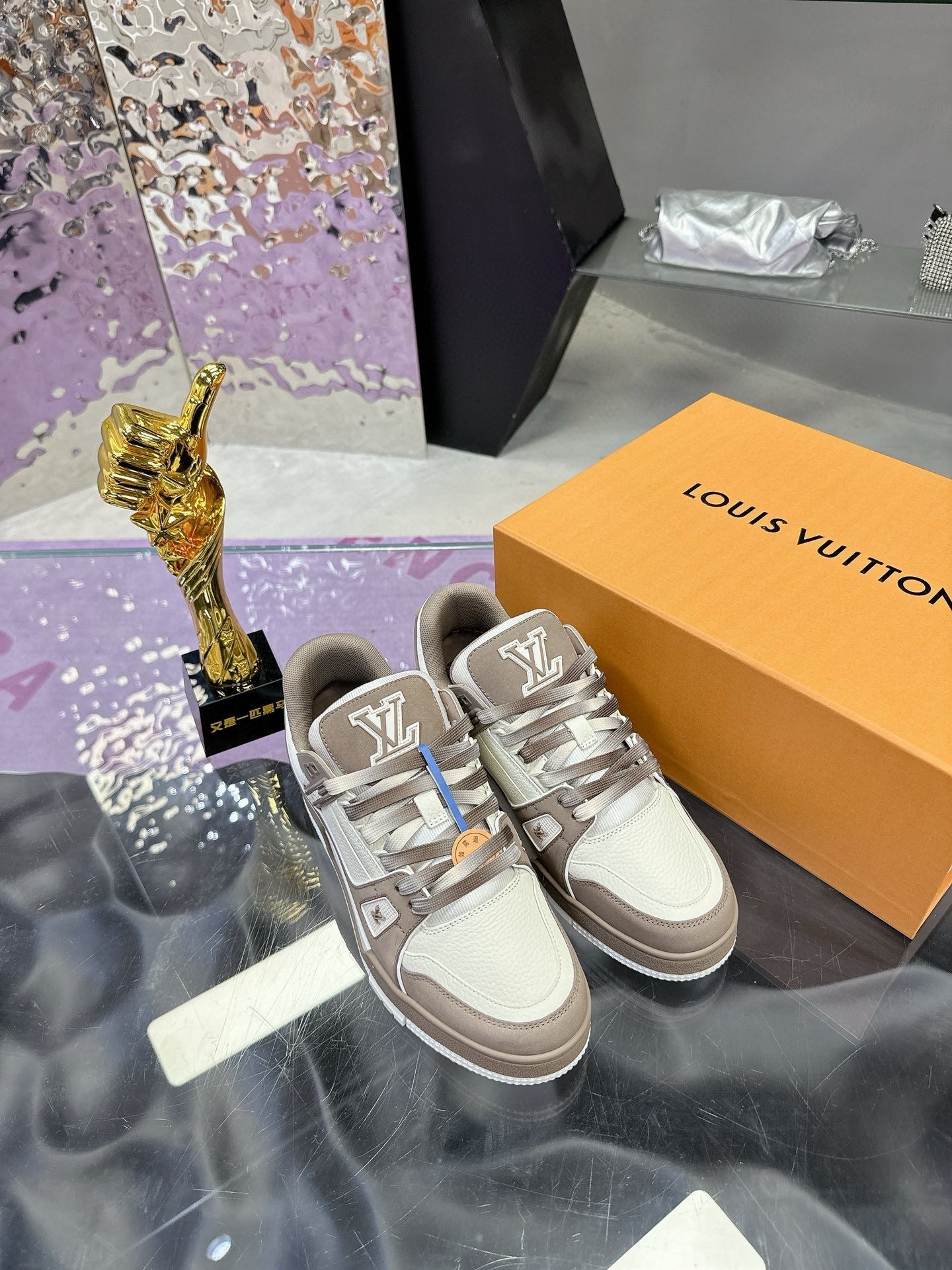 LV Trainer Sneaker Brown Grey Cowhide