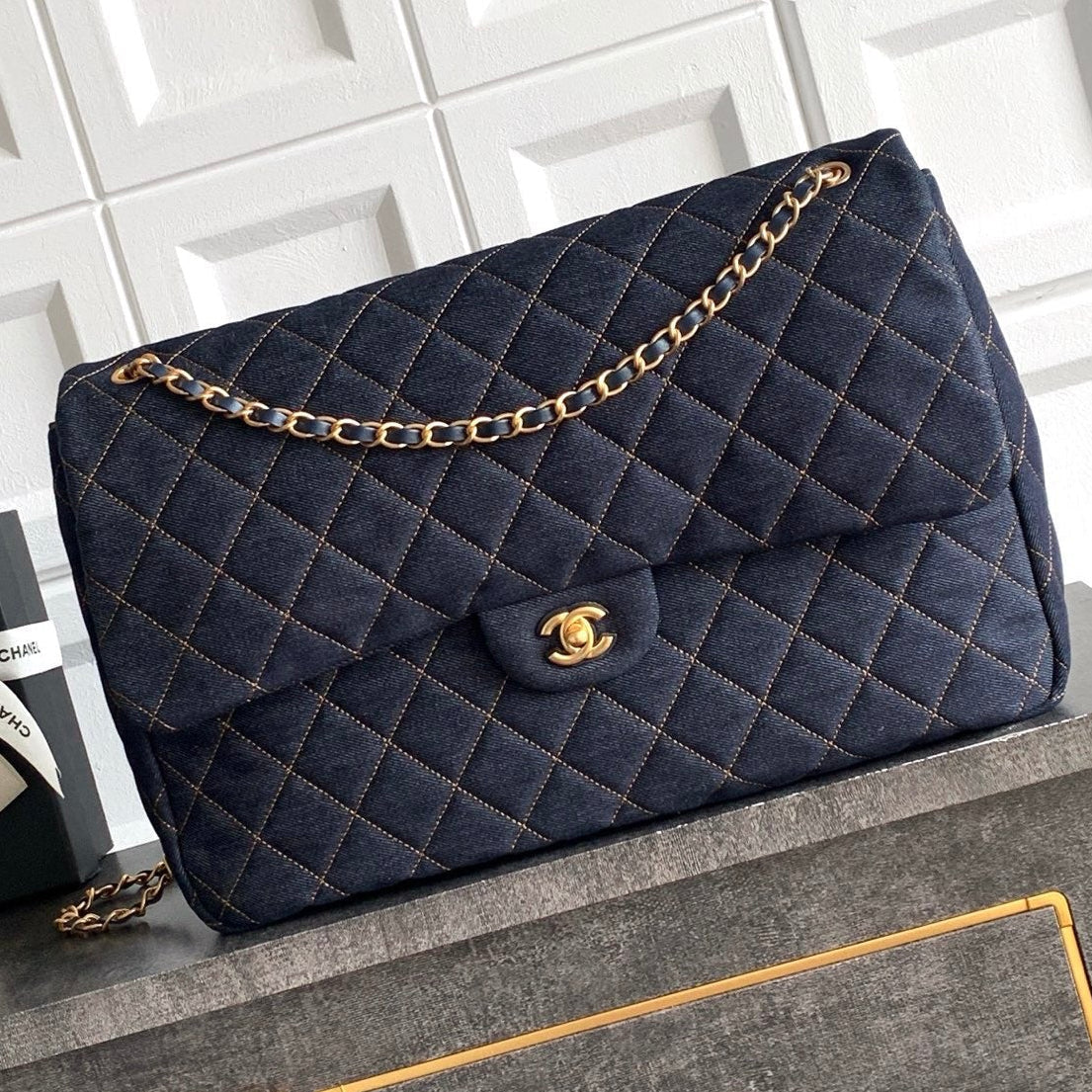 Chanel 2026 Flap Bag 38.5cm Blue Denim Leather