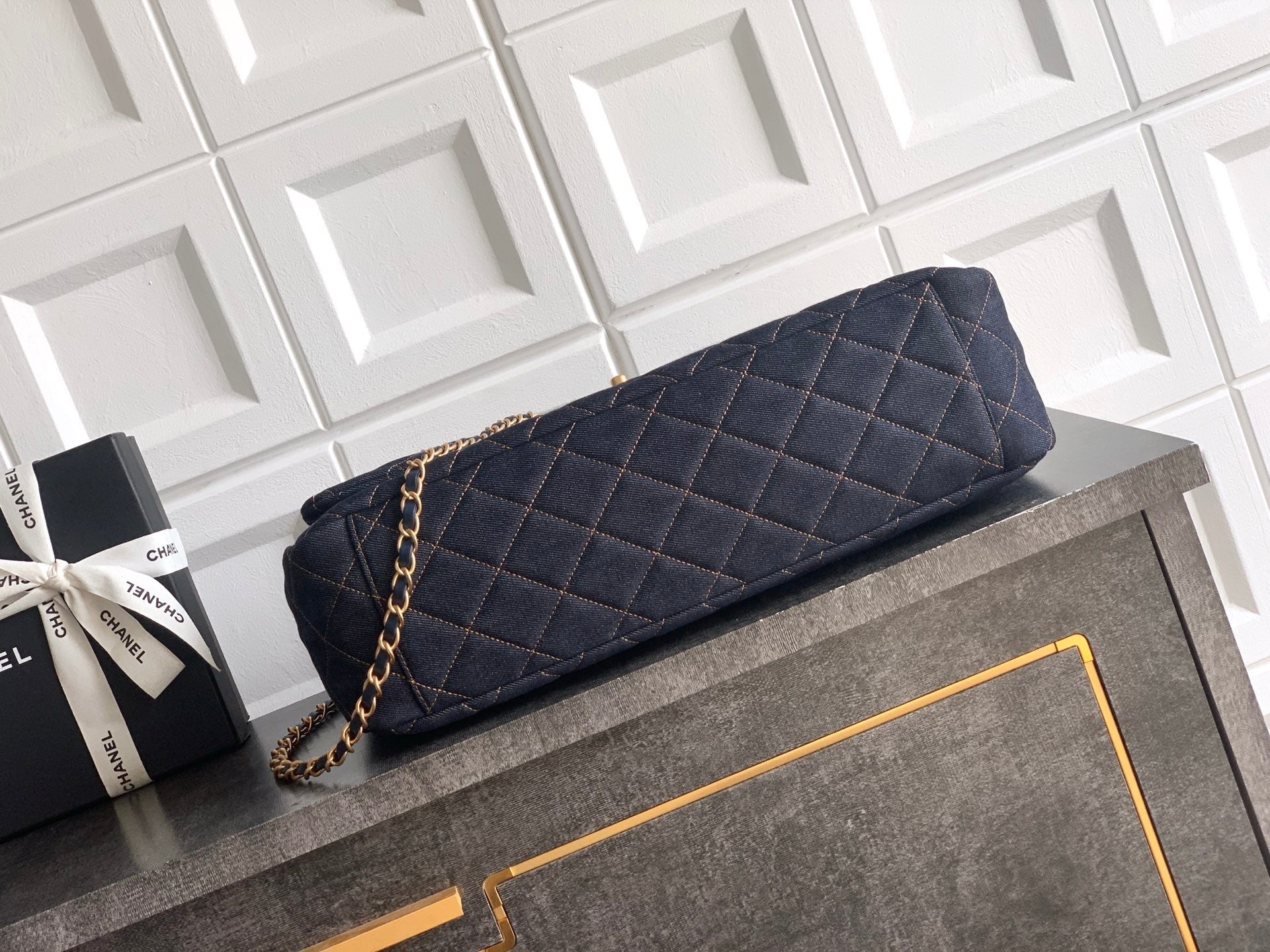 Chanel 2026 Flap Bag 38.5cm Blue Denim Leather