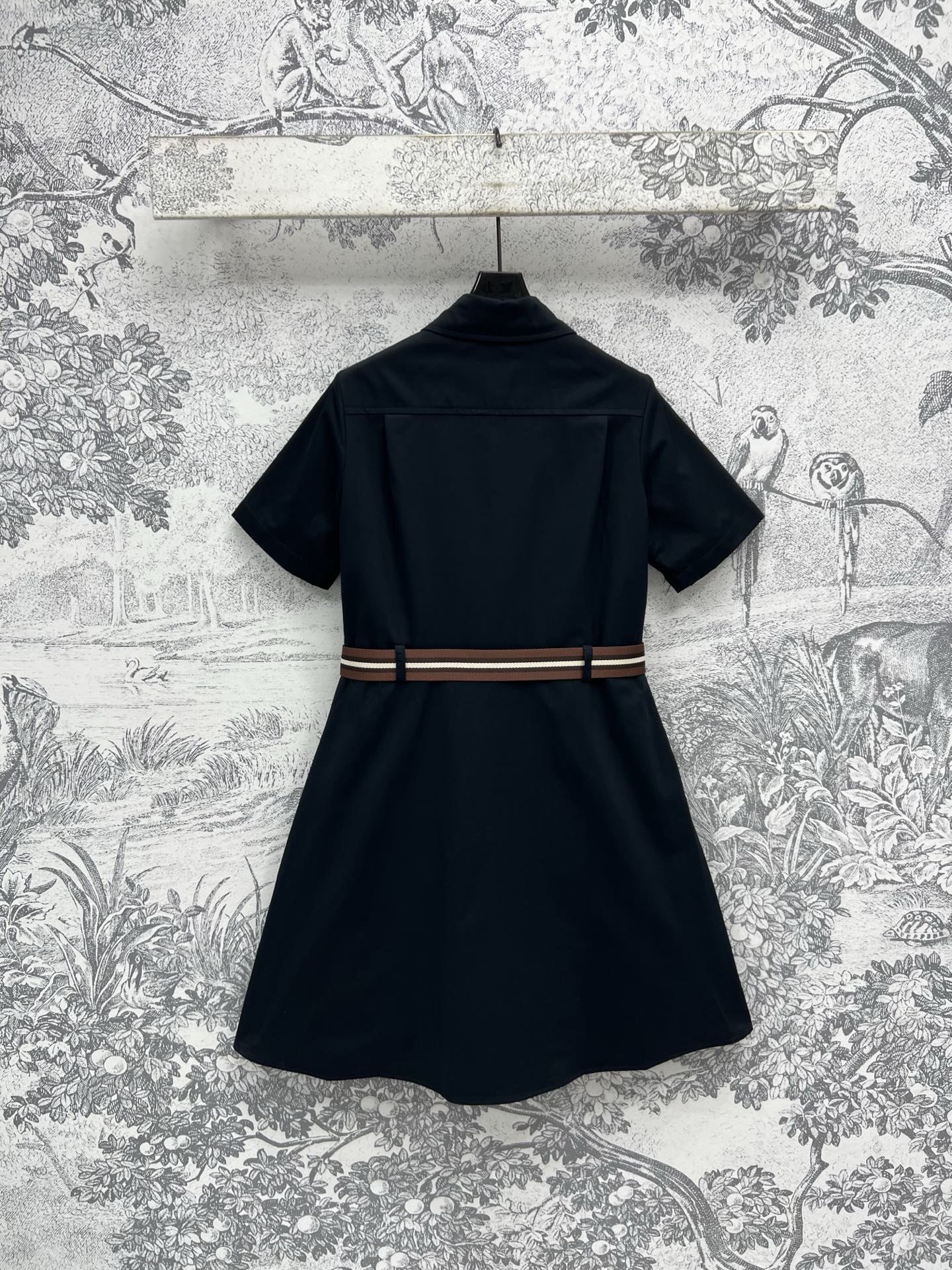 Miu Miu 25 Belt Decorated Denim Dress Black Cotton
