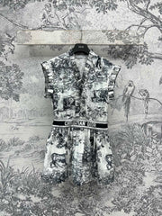 CD 25 Fungus Lace Sleeveless Dress White Black Cotton