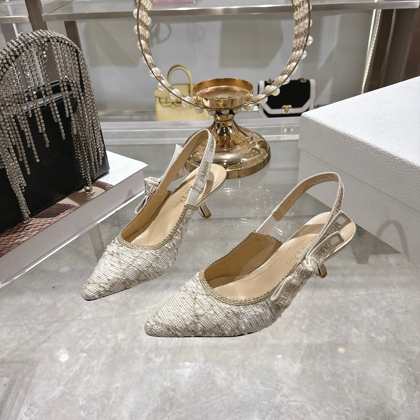 CD 26 Slingback 45mm Ivory Tweed 592236