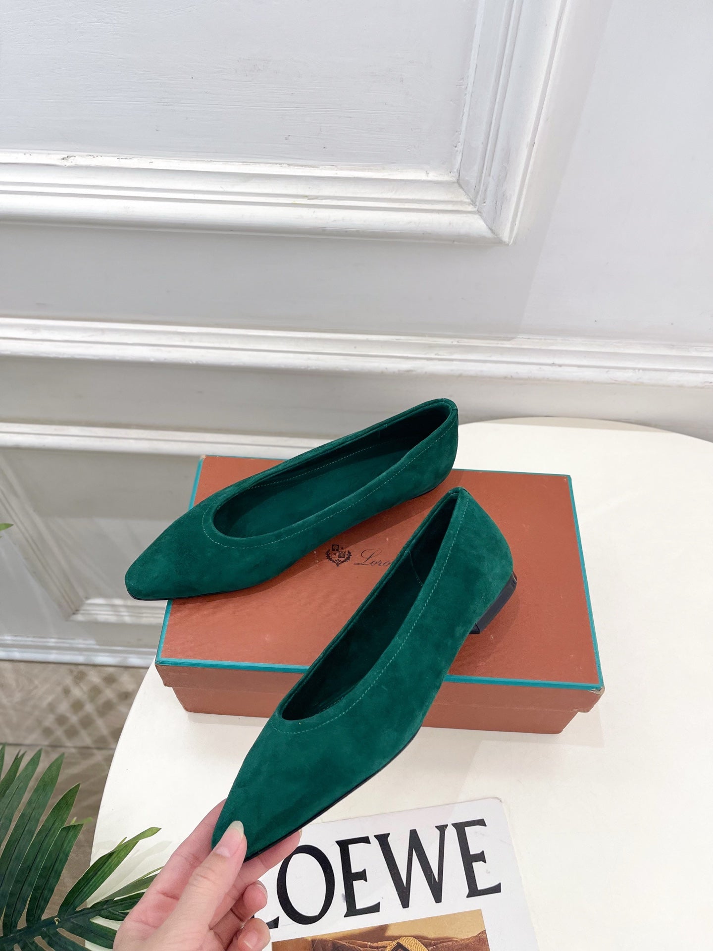 LP 26SS Ballet Flats Teal Green Suede 587578