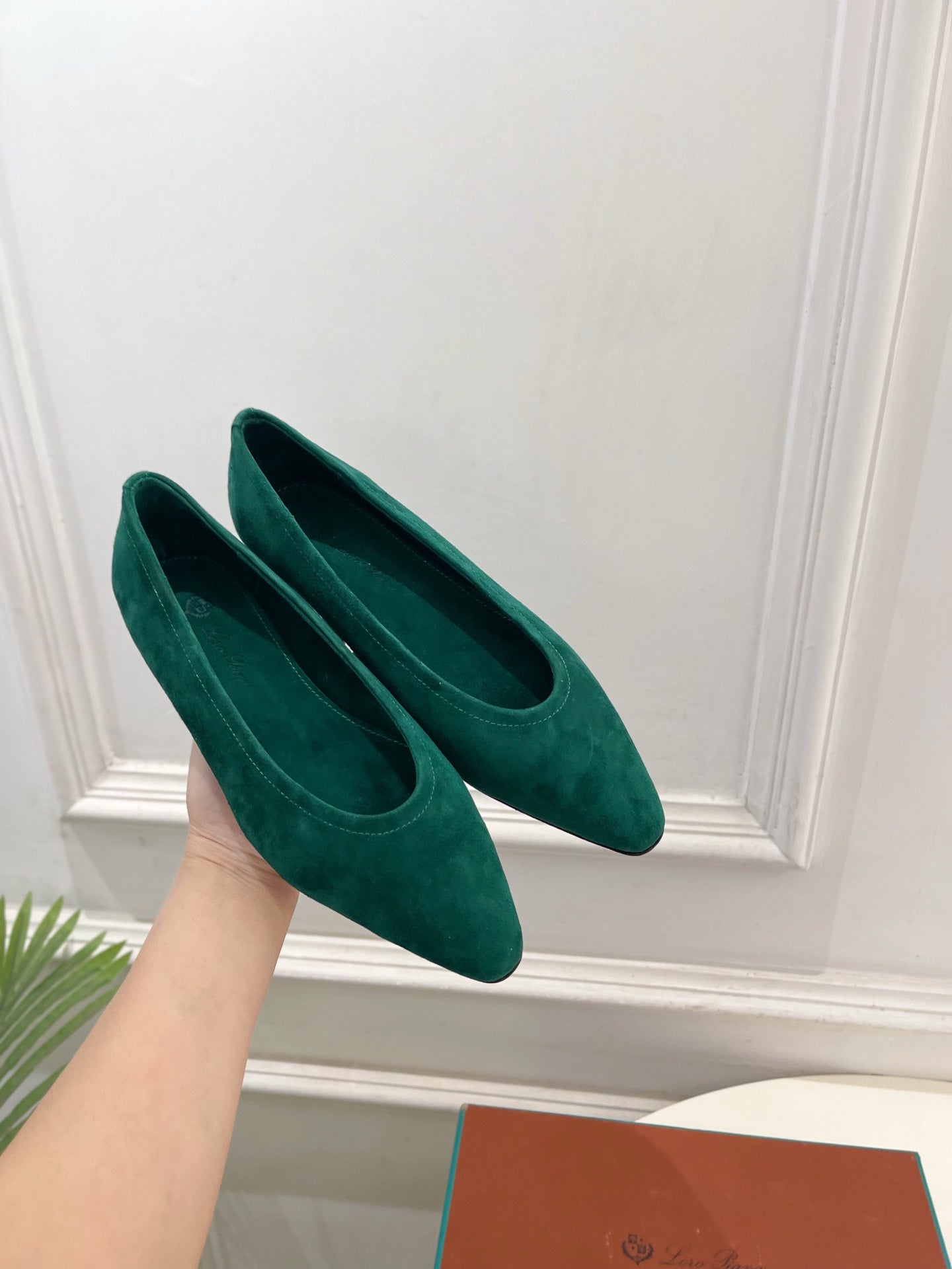 LP 26SS Ballet Flats Teal Green Suede 587578